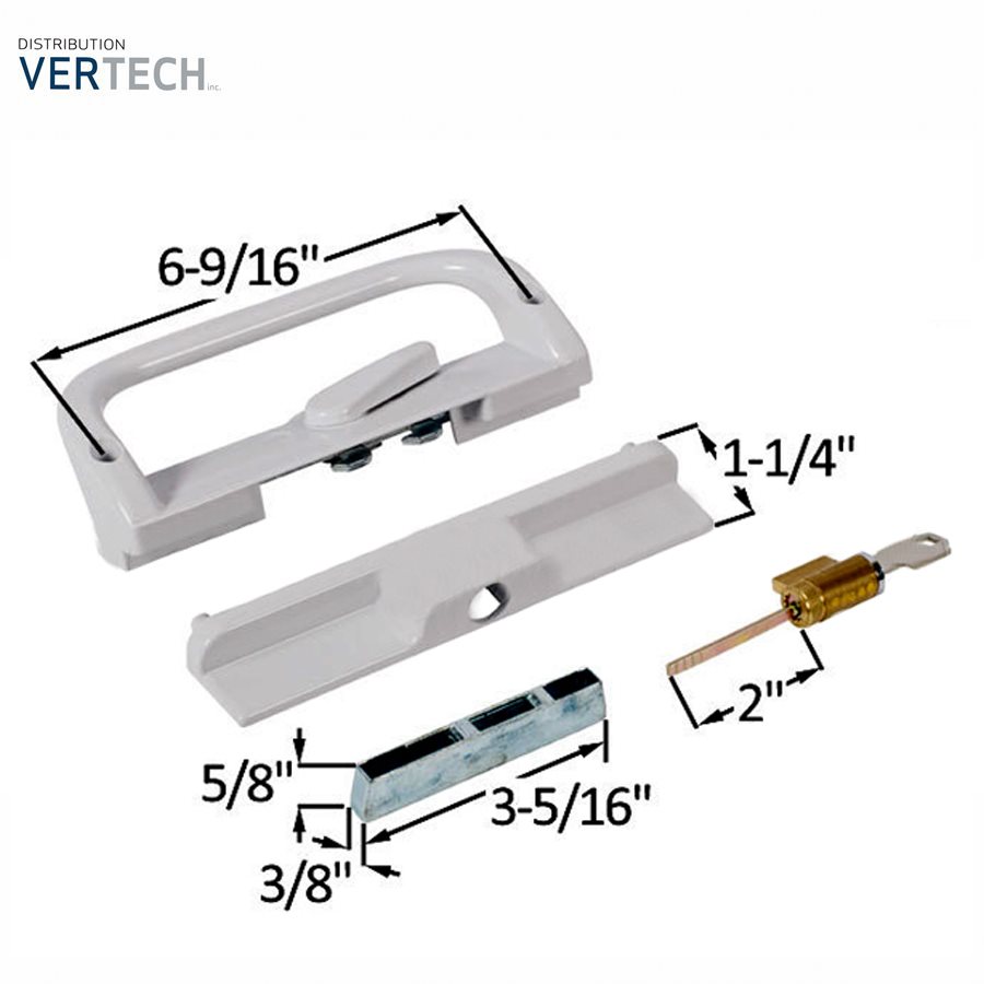 KEYED SLIDING GLASS DOOR HANDLE-WHITE